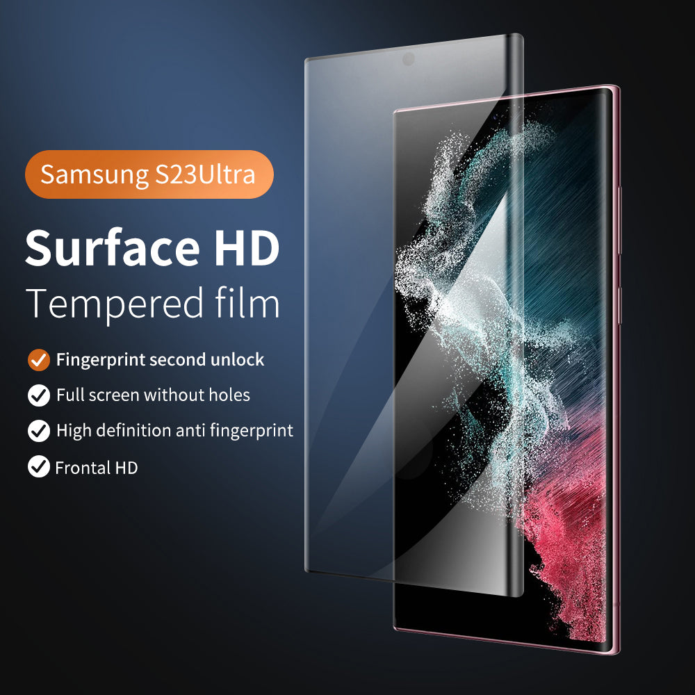 For Samsung Galaxy S23 Ultra Side Glue Full Screen Protector Anti-fingerprint Curved HD Tempered Glass Film