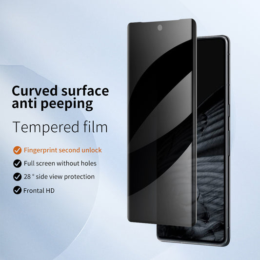 For Google Pixel 7 Pro 5G Anti-Spy Tempered Glass Screen Protector Scratch-Resistant Curved Side Glue Screen Film