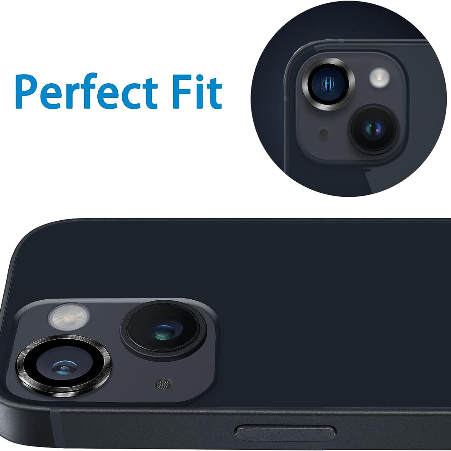For iPhone 15 / 15 Plus Camera Lens Protector Set CD Vein Tempered Glass + Metal Ring Lens Film