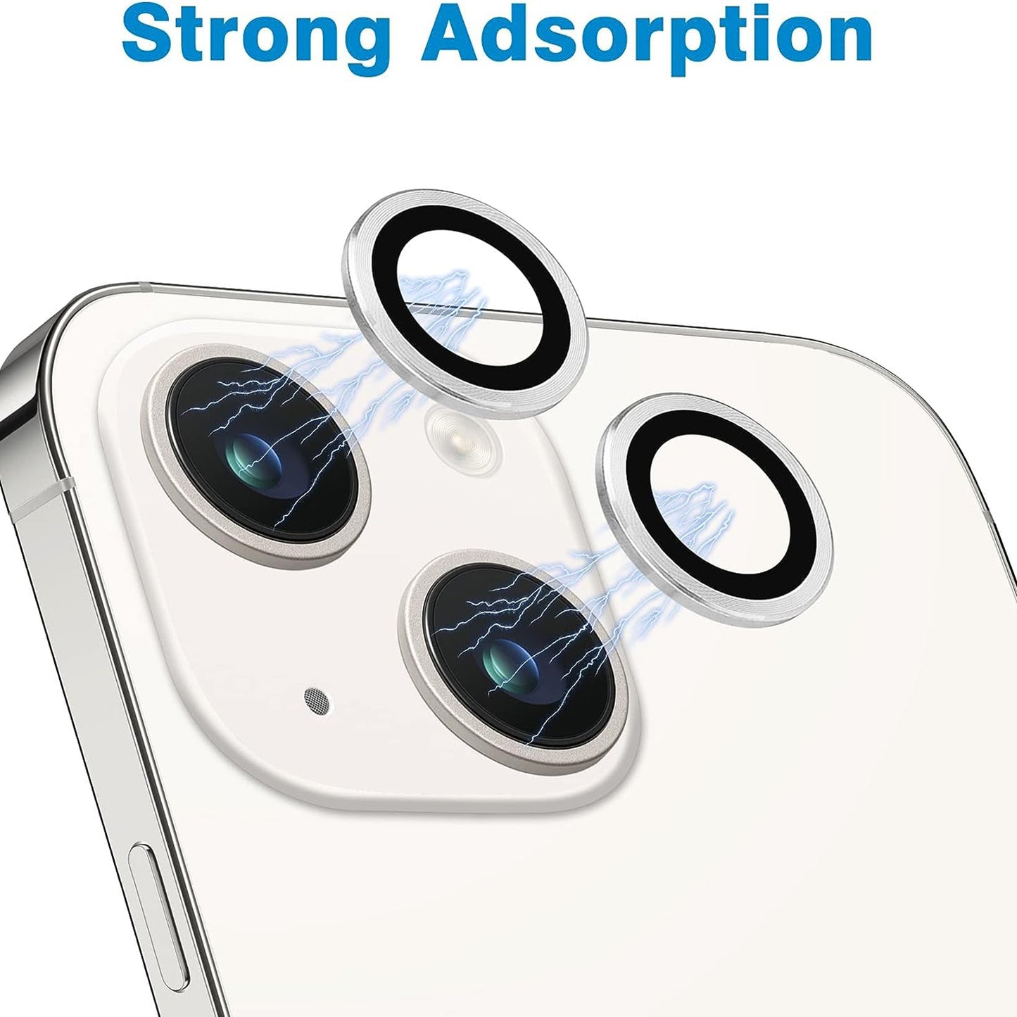 For iPhone 15 / 15 Plus Camera Lens Protector Set CD Vein Tempered Glass + Metal Ring Lens Film
