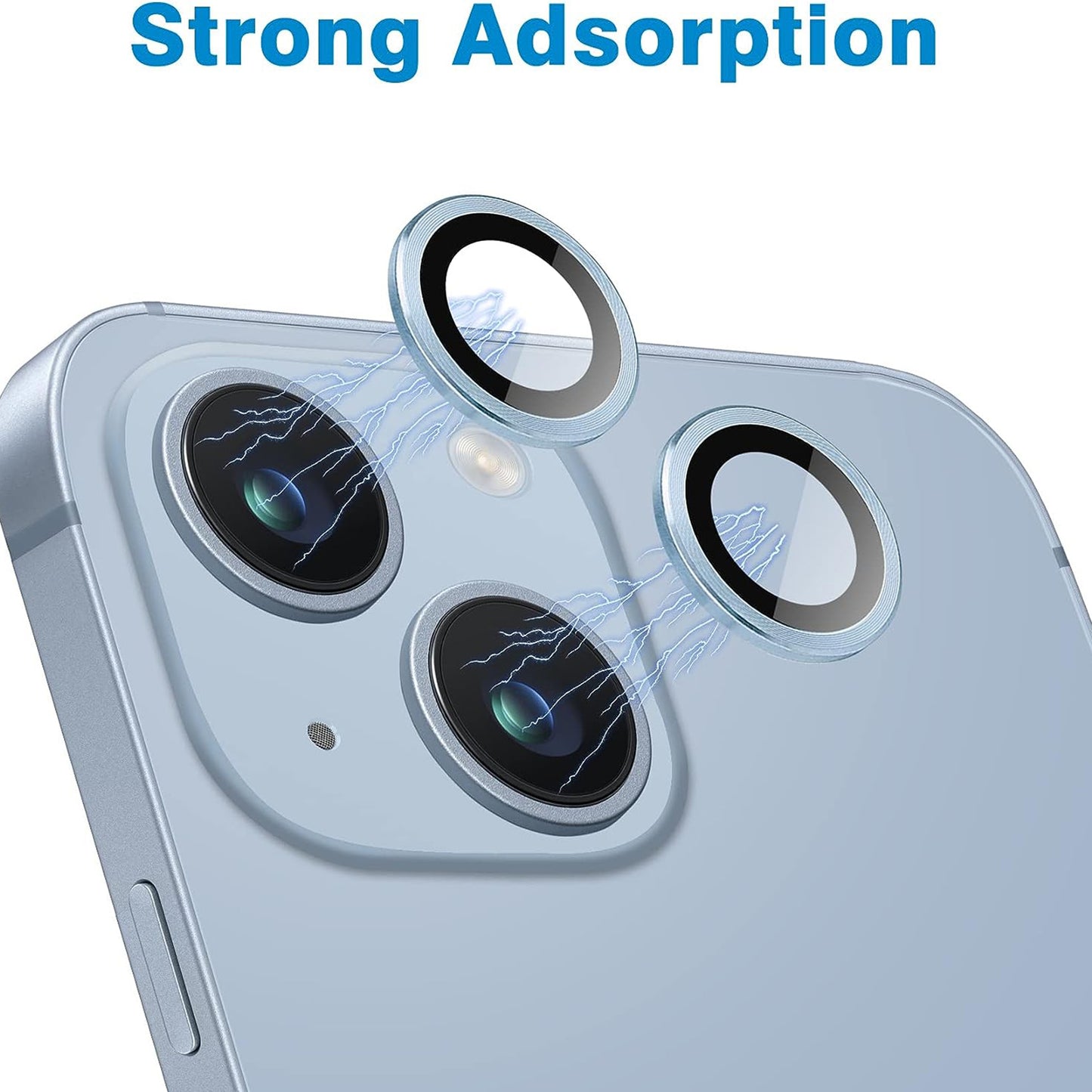 For iPhone 15 / 15 Plus Camera Lens Protector Set CD Vein Tempered Glass + Metal Ring Lens Film