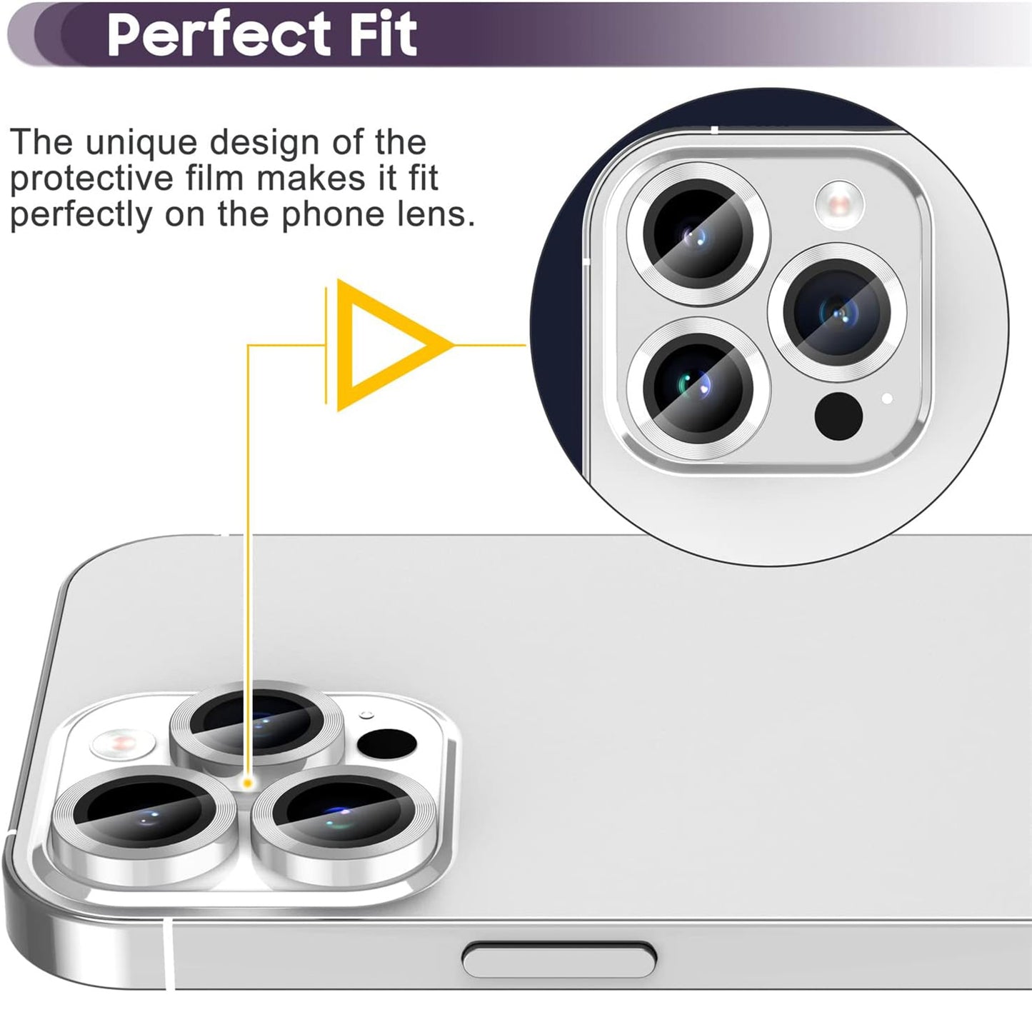 For iPhone 14 Pro / 14 Pro Max 1 Set Camera Lens Protector Tempered Glass + Metal Ring CD Vein Lens Film
