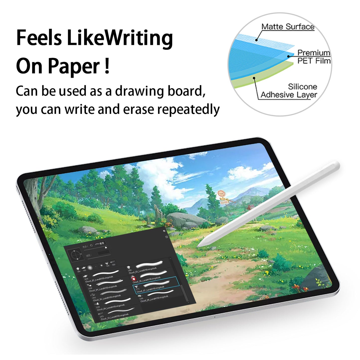 For Lenovo Tab P12 Paperlike Tablet Screen Protector Anti-scratch Paperfeel Soft PET Screen Film
