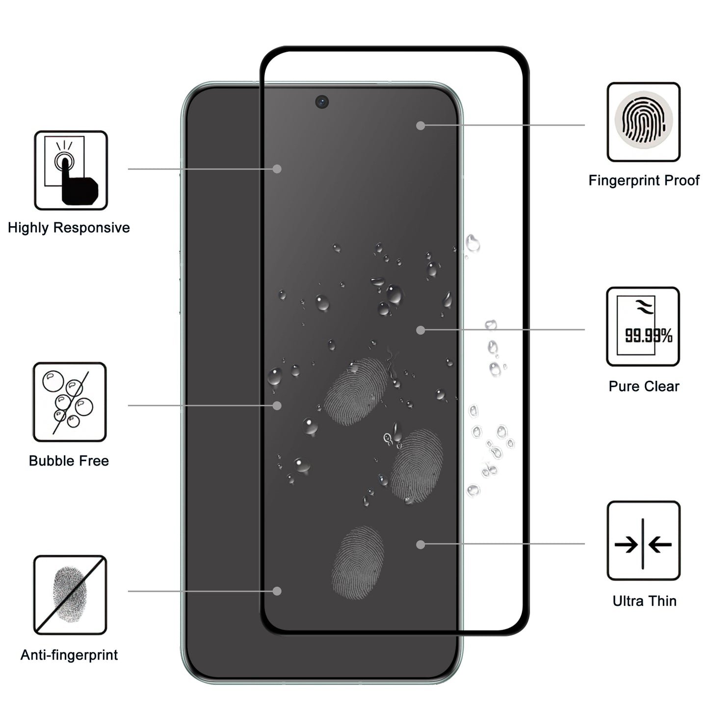 For Huawei Mate 60 Black Edge HD Clear Full Glue AGC Glass Screen Covering Film Cell Phone Screen Protector