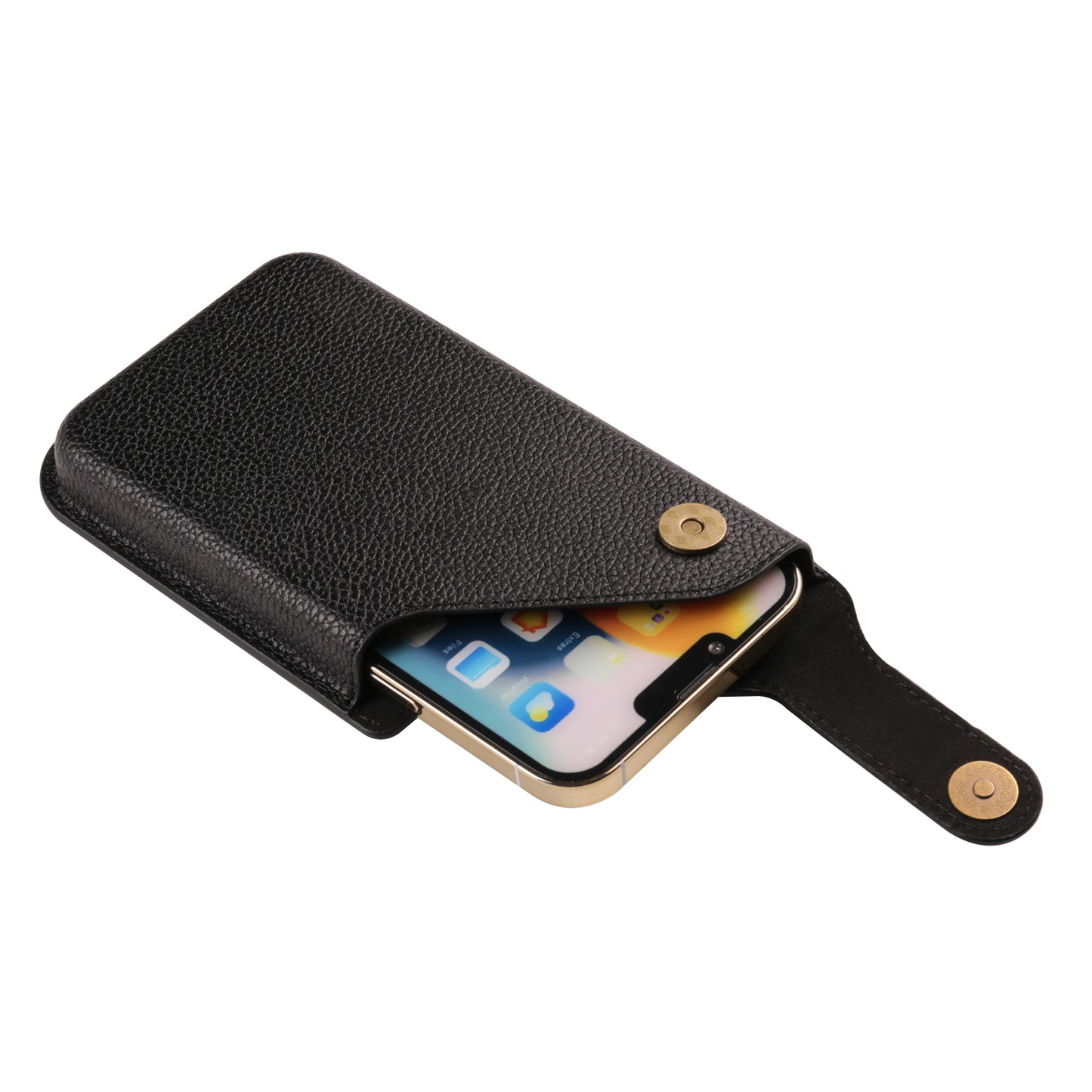 6.1-inch Universal Waist Phone Case Litchi Texture PU Leather Vertical Belt Holster Phone Pouch