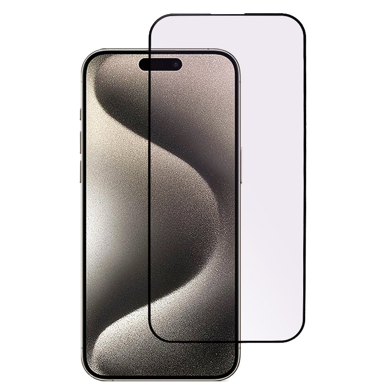 Full Glue Screen Protector for iPhone 15 Pro Max , Purple Light Black Edge Tempered Glass Silk Printing Film