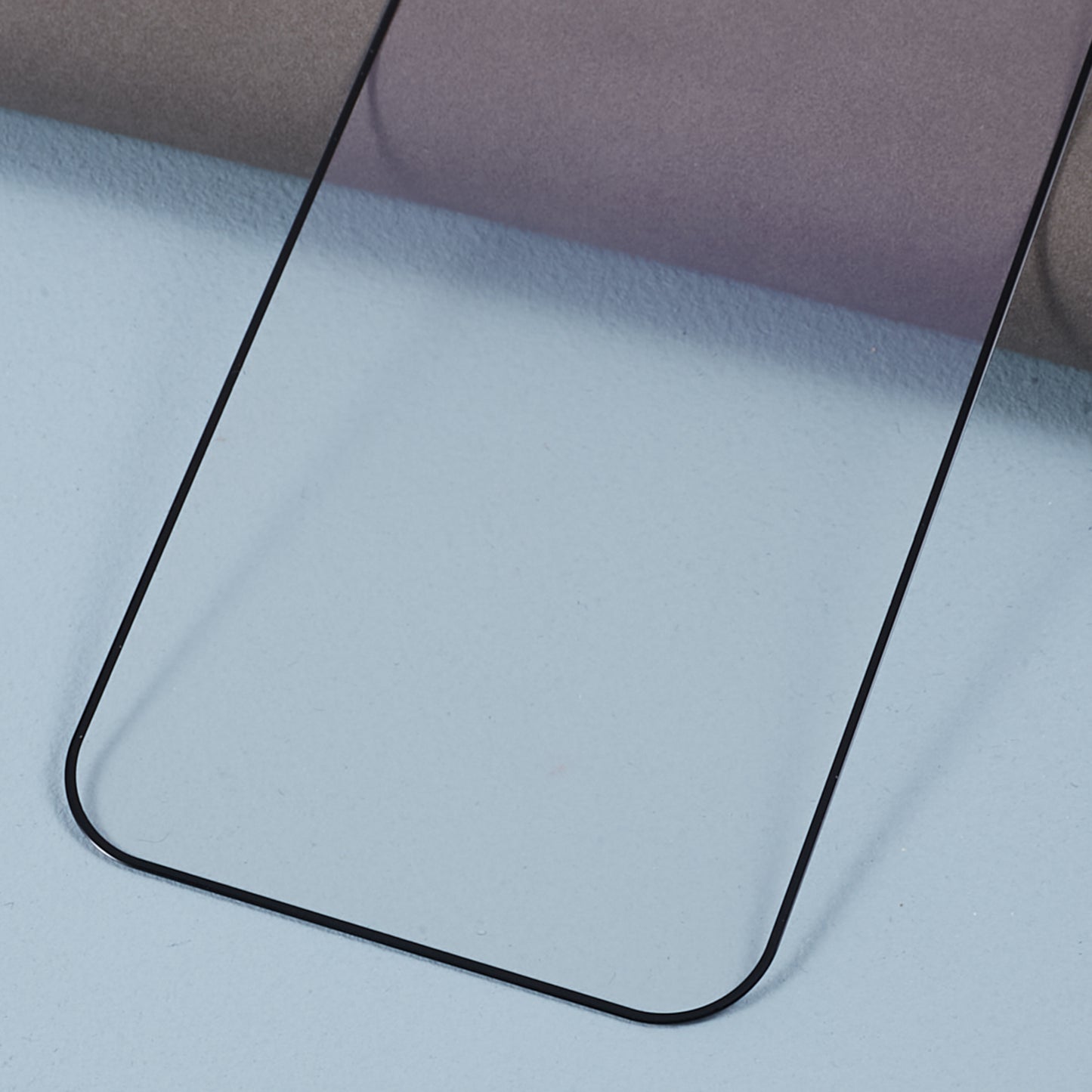Full Glue Screen Protector for iPhone 15 Pro Max , Purple Light Black Edge Tempered Glass Silk Printing Film