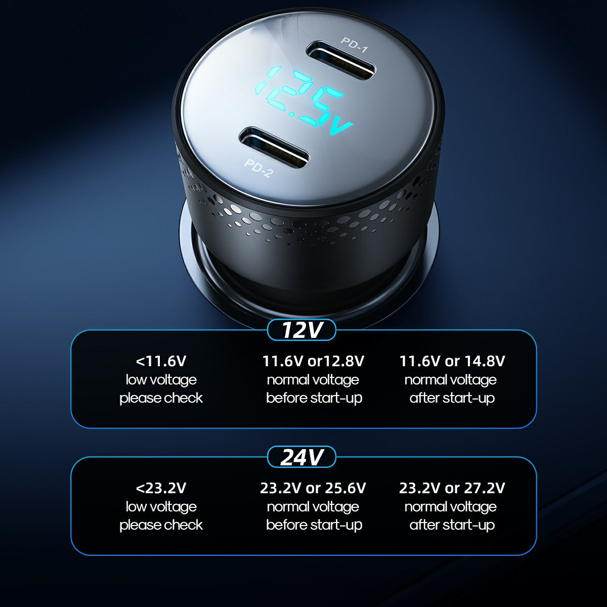 JOYROOM CCD02 70W Dual Type-C PD Fast Charging Power Adapter PC Digital Display Car Charger