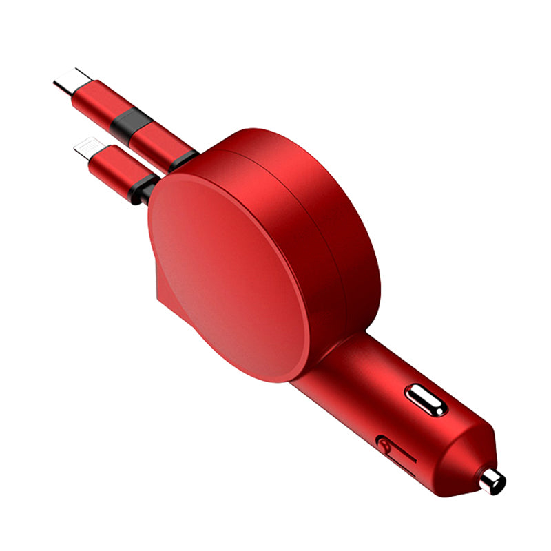 3-in-1 Retractable Car Charger 12-24V Fast Charging Cigarette Lighter Plug Adapter (8th Gen)