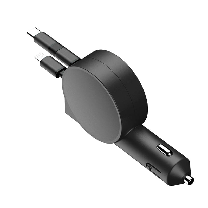3-in-1 Retractable Car Charger 12-24V Fast Charging Cigarette Lighter Plug Adapter (8th Gen)