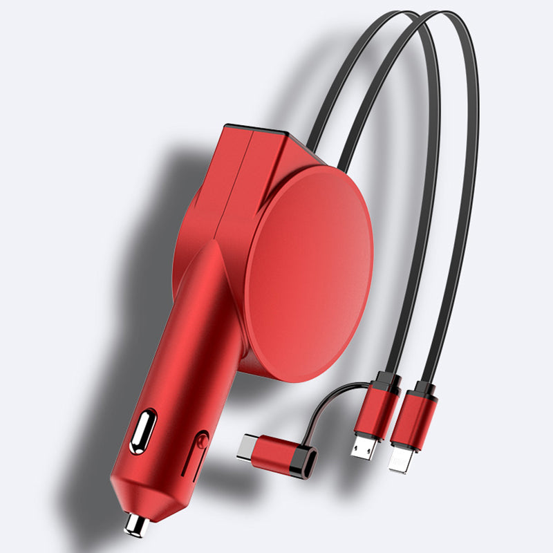 3-in-1 Retractable Car Charger 12-24V Fast Charging Cigarette Lighter Plug Adapter (8th Gen)