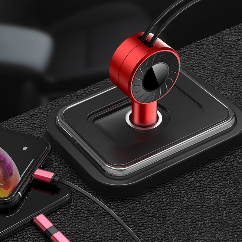 4.2A Fast Charge Car Charger Socket Car Cigarette Lighter Adapter with 3-in-1 Telescopic Cable (9th Gen)