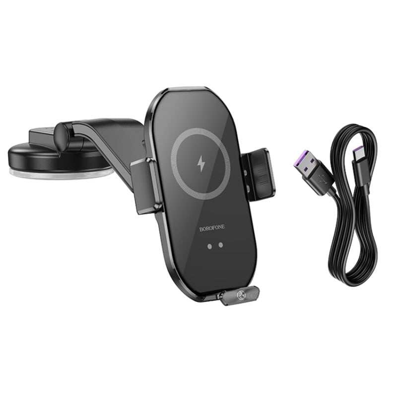 BOROFONE BH206 Wireless Car Charger Infrared Auto-Clamping Car Mount Fast Charging Dashboard Phone Holder