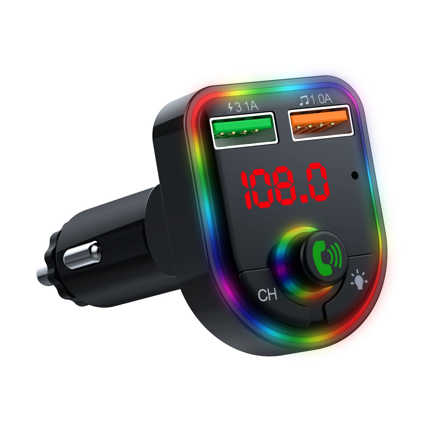 P6 Colorful Ambient Lights Car Charger Smart Bluetooth Calling Car Wireless MP3 Audio Device