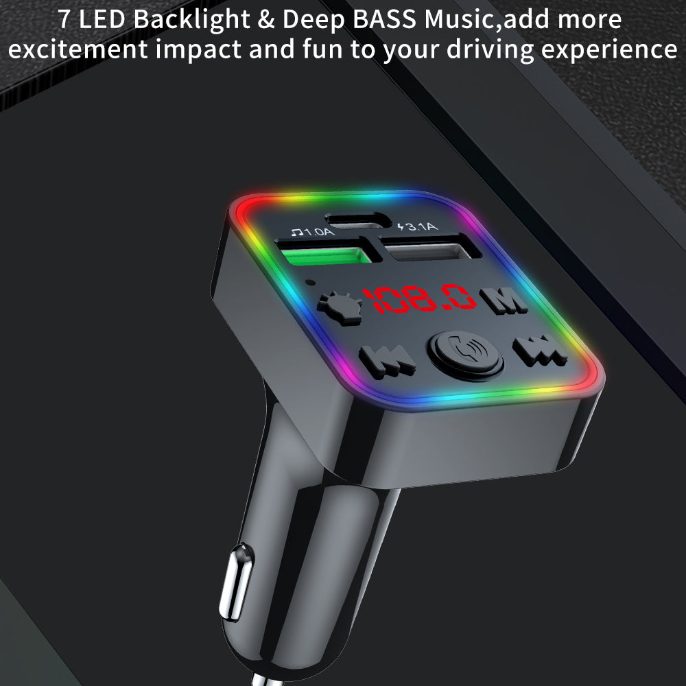 F22 7-Colors LED Wireless Car MP3 Player FM Dual USB Car Charger Smart Bluetooth Calling Car Audio Device