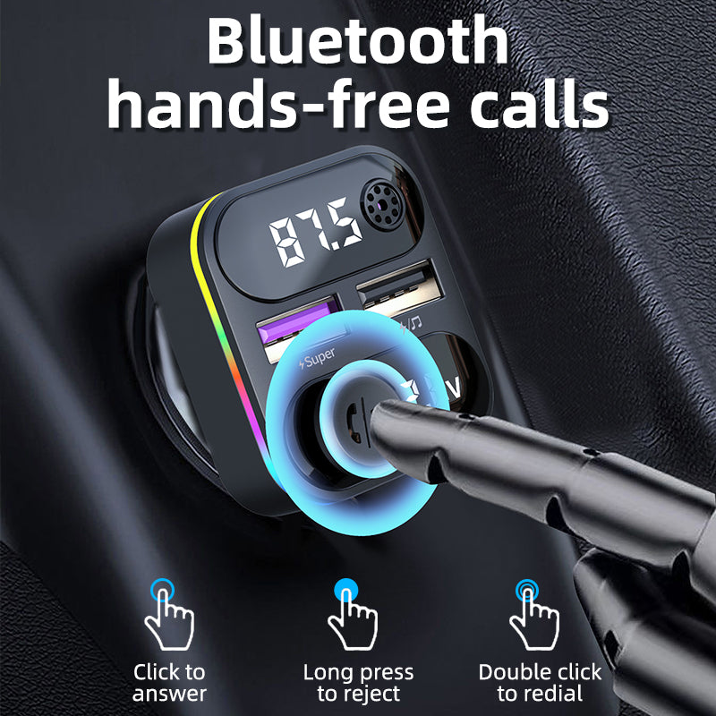 C37 Bluetooth FM Transmitter for Car QC3.0 20W Fast Charger LED Backlit Atmosphere Light MP3 Player