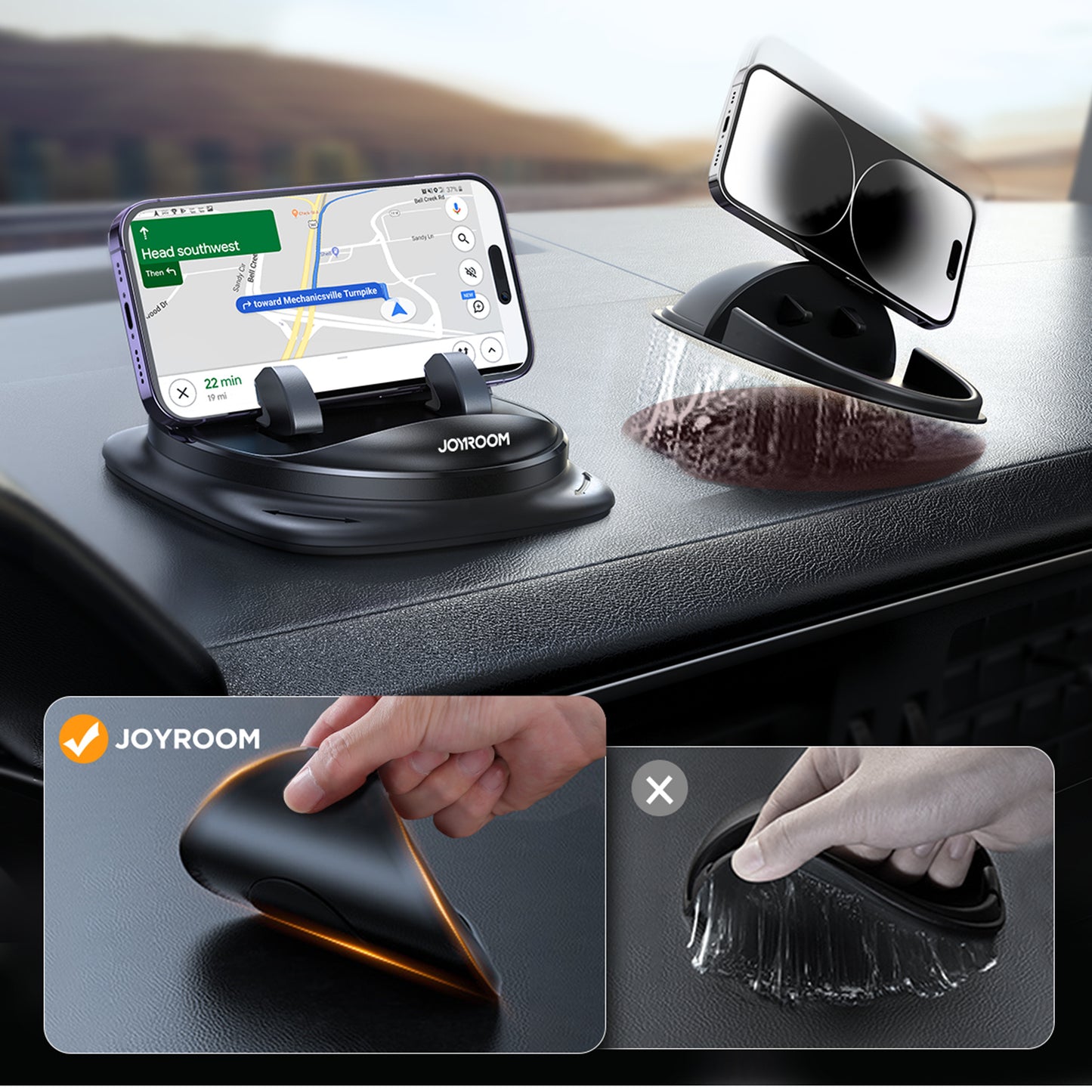 JOYROOM ZS354 Car Dashboard Adhesive Mobile Phone Holder Base Rotatable Cellphone Stand