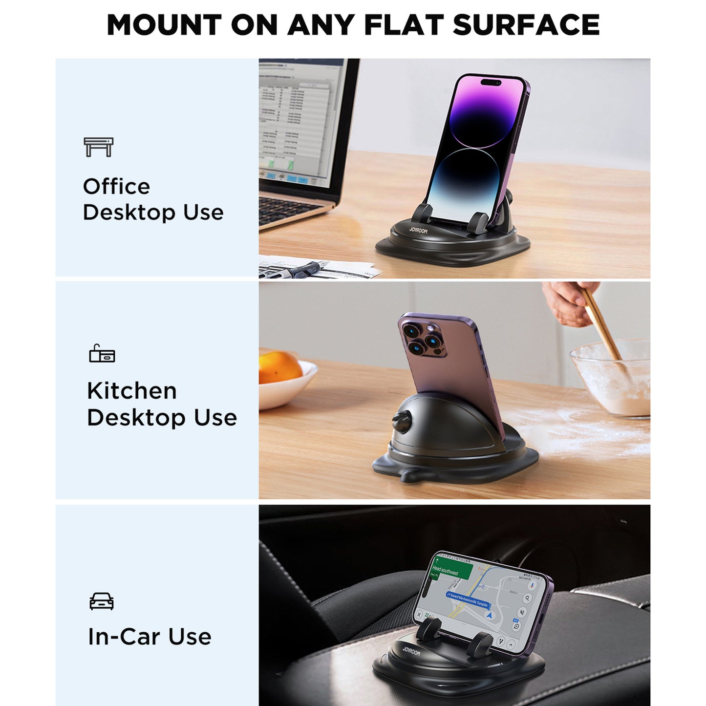 JOYROOM ZS354 Car Dashboard Adhesive Mobile Phone Holder Base Rotatable Cellphone Stand