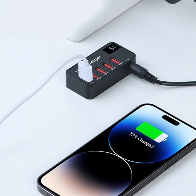 H988A 50W Smart Digital Display 5 Ports USB Charger Phone Tablet Charging Station (CE Certified)
