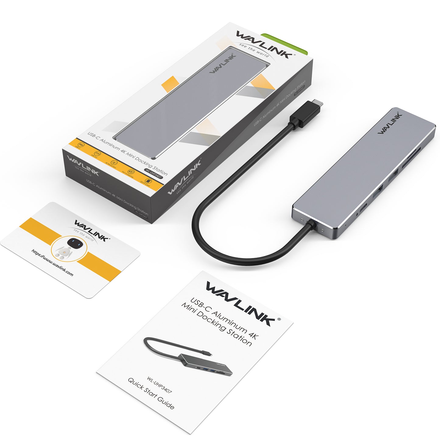 WAVLINK UHP3407 USB-C to HD Converter 4K Splitter Mini Docking Station Portable Type-C Hub Adapter