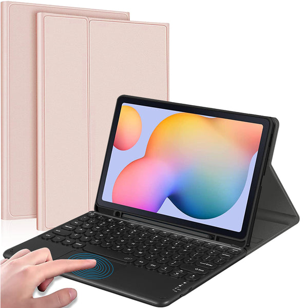 For Samsung Galaxy Tab S6 Lite / S6 Lite (2022) Bluetooth Keyboard with Touchpad, PU Leather Cover with Pen Holder