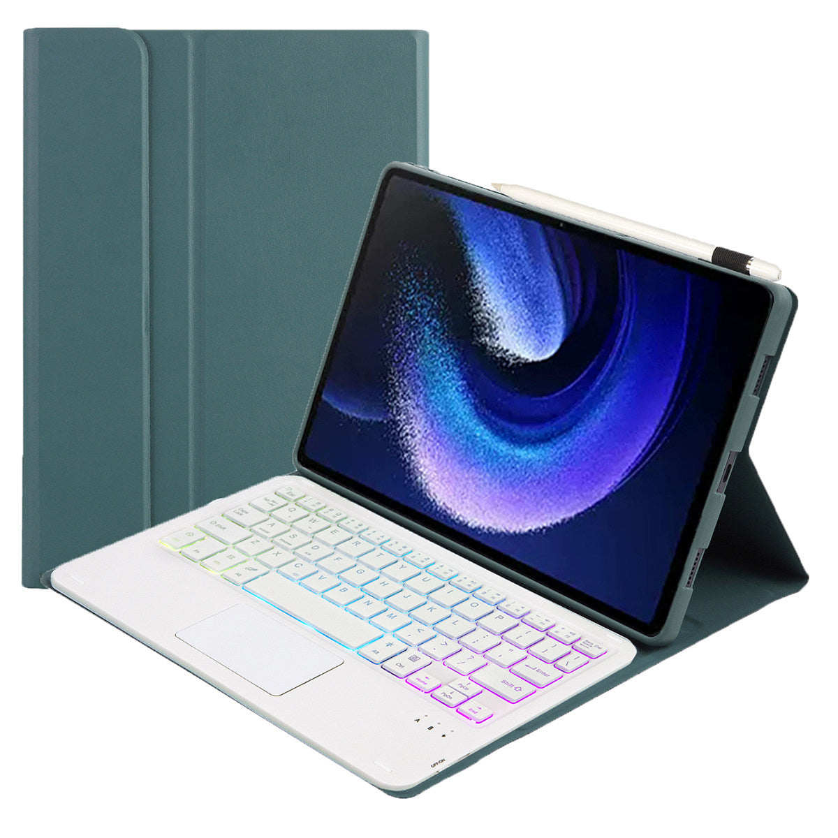 A0N7-AS For Xiaomi Pad 6 / Pad 6 Pro PU Leather Ultra Thin Stand Tablet Case + Touchpad Bluetooth Keyboard with Backlit