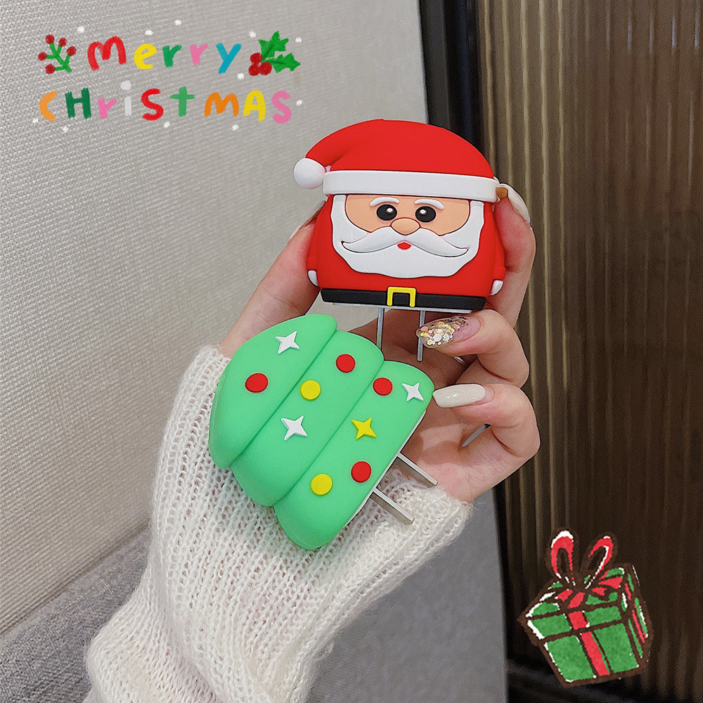 Christmas Style Silicone Cover for iPhone 18W / 20W Wall Charger Protective Case Set with Charging Cable Cover