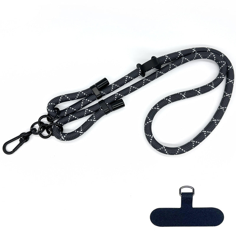 10mm Thick Polyester Rope Adjustable Neck / Shoulder Lanyard Anti-lost Phone Crossbody Carrying Strap
