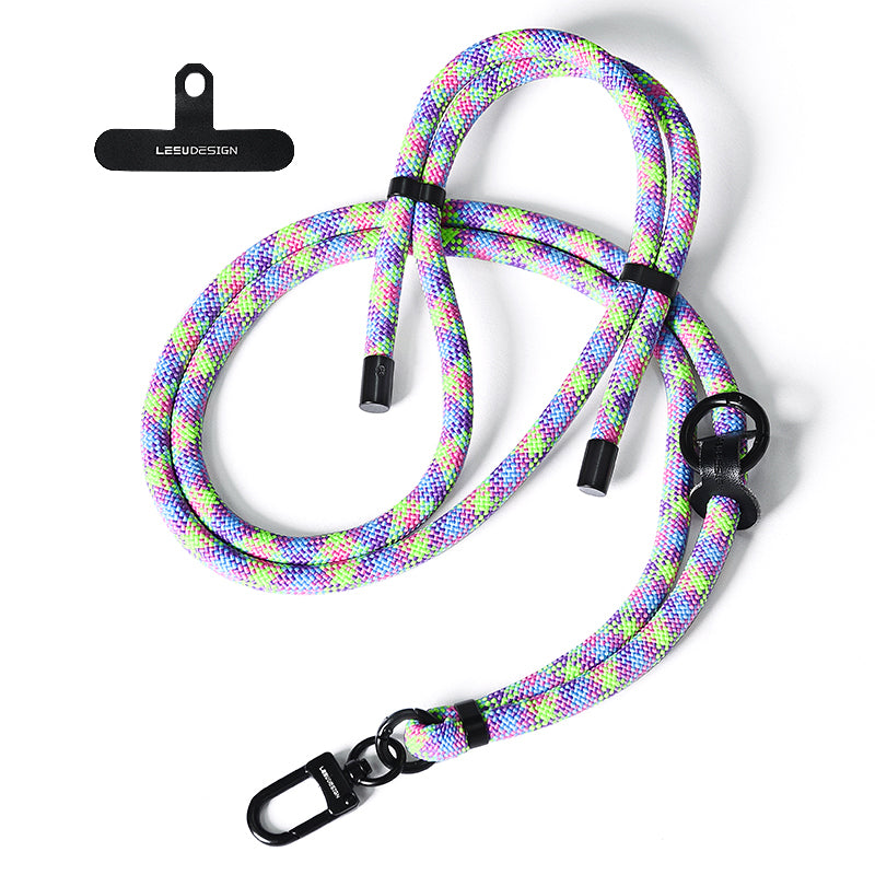 160cm Cell Phone Lanyard Crossbody Phone Neck Shoulder Strap Adjustable Polyester Rope with Patch