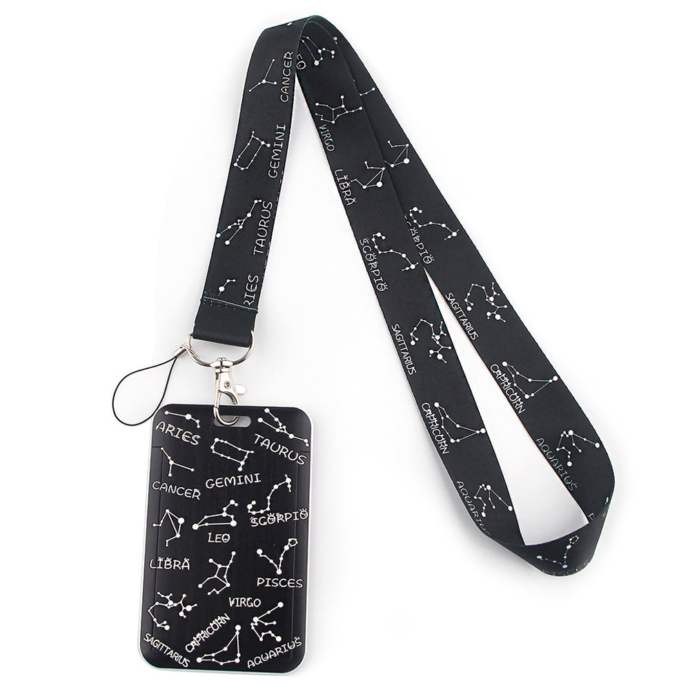 Phone Lanyard with Badge Holder Moon Planet Astronauts Keychain Neck Lanyard Strap ID Holder