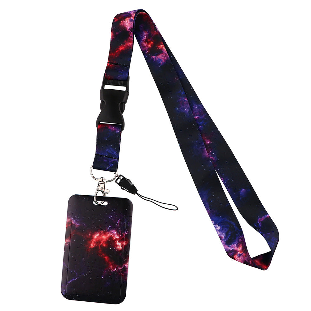 Starry Sky Series Neck Lanyard with ID Badge Holder Keychains Cell Phone Strap for School Office