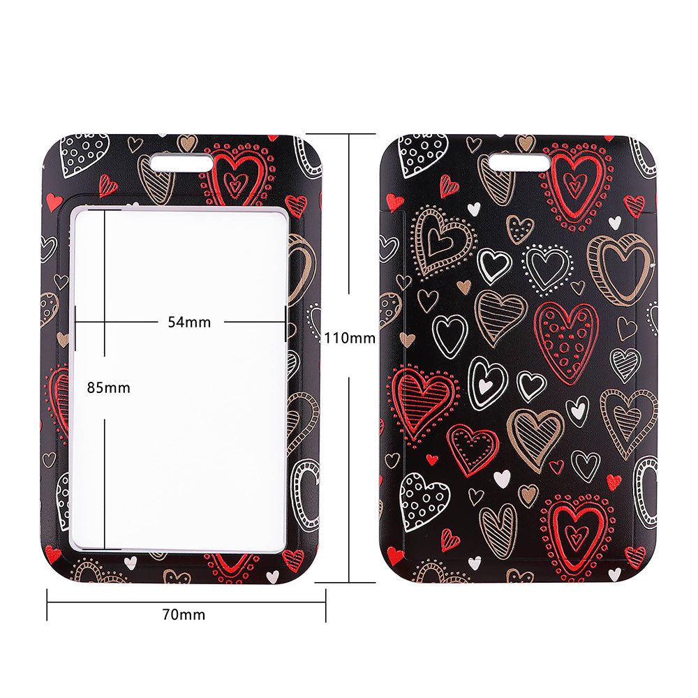 Universal Phone Lanyard Keychain with ID Badge Holder Heart Pattern Neck Strap for Student, Nurse, Teacher