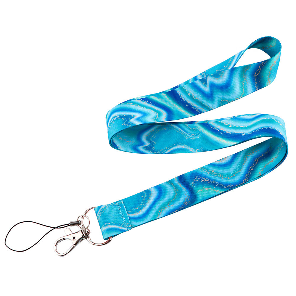 Marble Pattern Phone Lanyard Nylon Key Chain Strap Phone Neck Shoulder Rope for Phone Case ID Badges Card Camera
