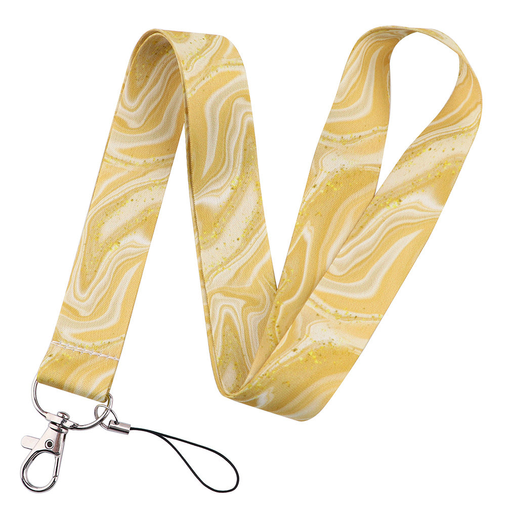 Marble Pattern Phone Lanyard Nylon Key Chain Strap Phone Neck Shoulder Rope for Phone Case ID Badges Card Camera