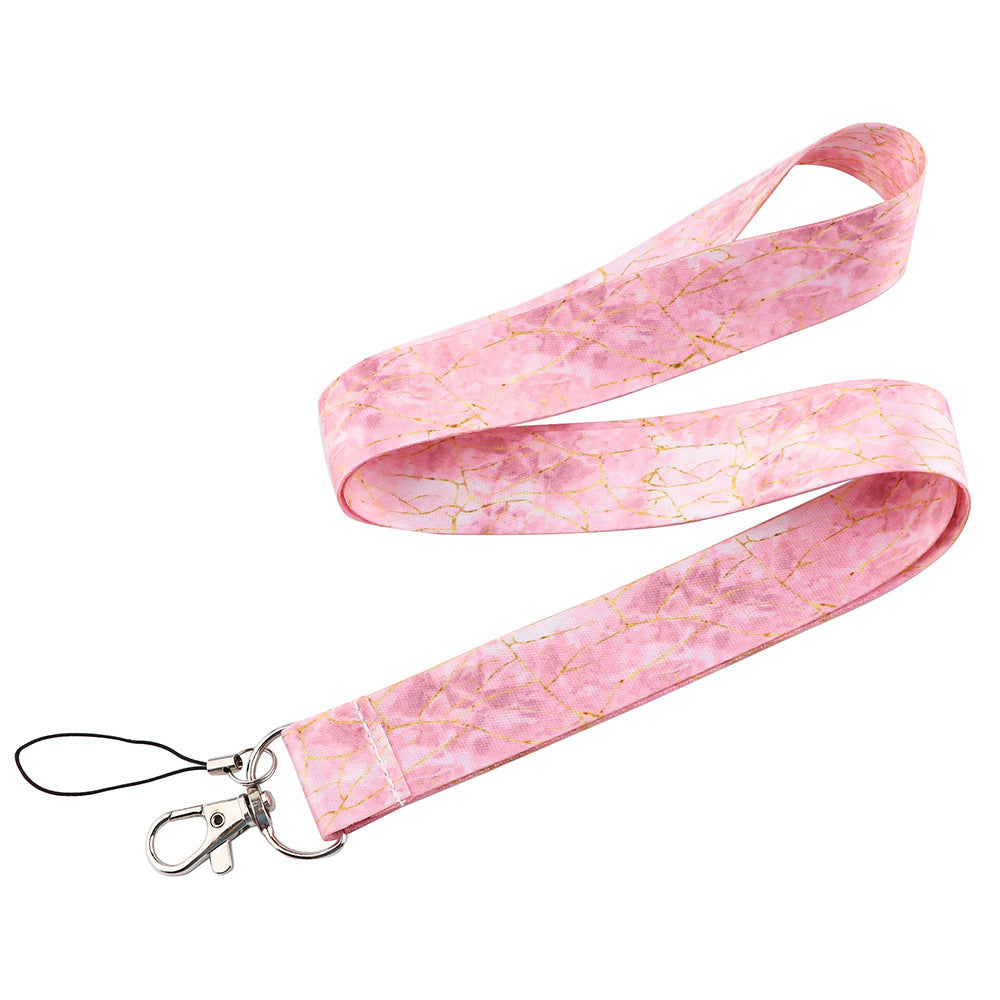 Marble Pattern Phone Lanyard Nylon Key Chain Strap Phone Neck Shoulder Rope for Phone Case ID Badges Card Camera