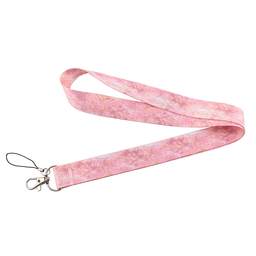 Marble Pattern Phone Lanyard Nylon Key Chain Strap Phone Neck Shoulder Rope for Phone Case ID Badges Card Camera