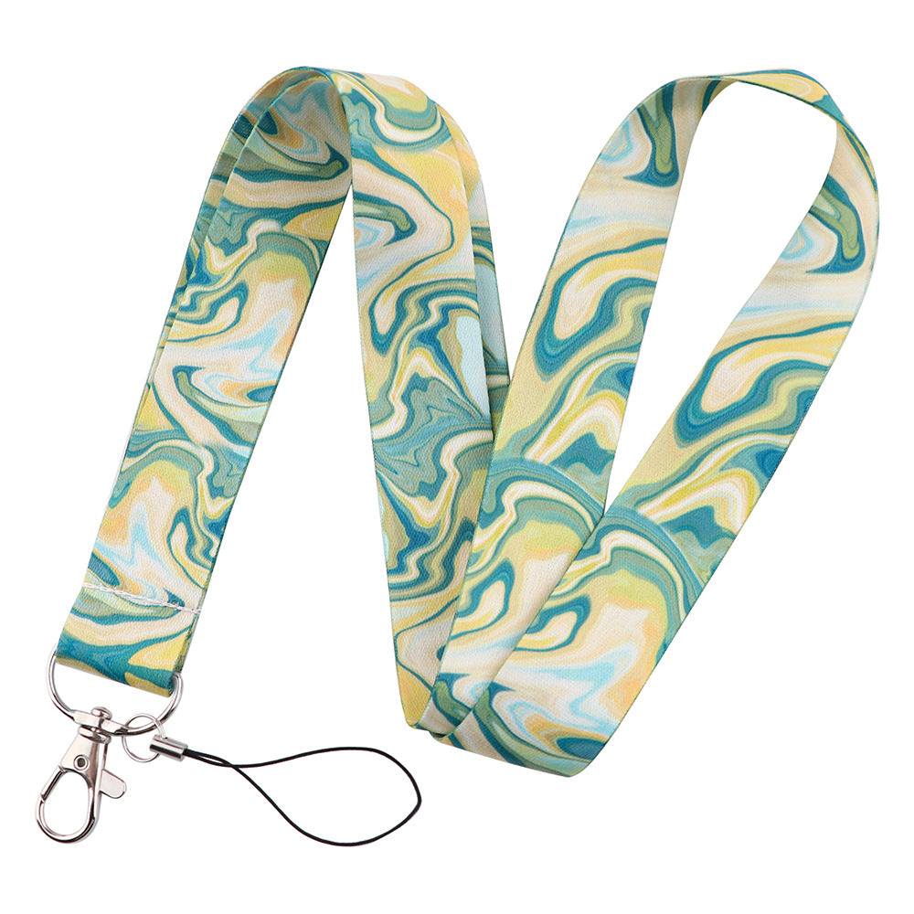 Marble Pattern Phone Lanyard Nylon Key Chain Strap Phone Neck Shoulder Rope for Phone Case ID Badges Card Camera