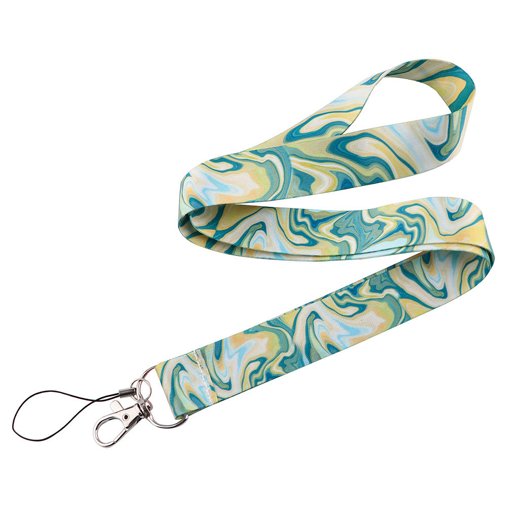 Marble Pattern Phone Lanyard Nylon Key Chain Strap Phone Neck Shoulder Rope for Phone Case ID Badges Card Camera
