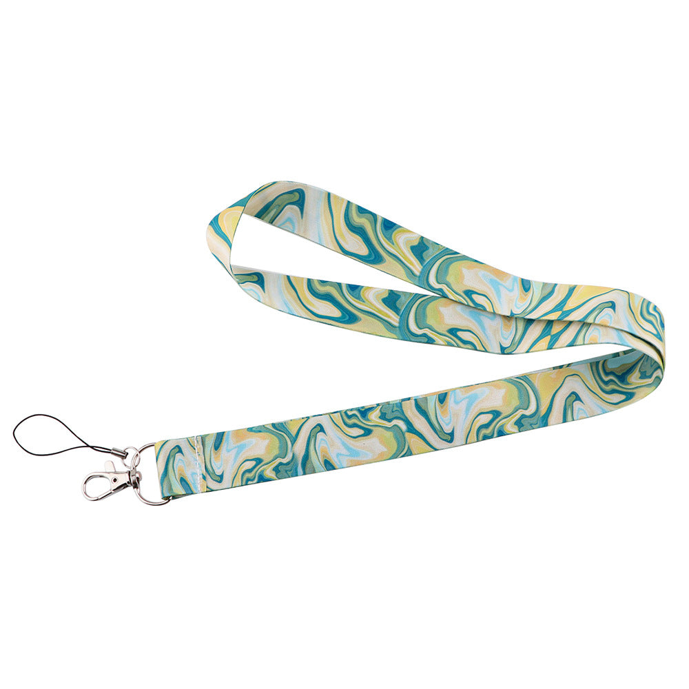 Marble Pattern Phone Lanyard Nylon Key Chain Strap Phone Neck Shoulder Rope for Phone Case ID Badges Card Camera