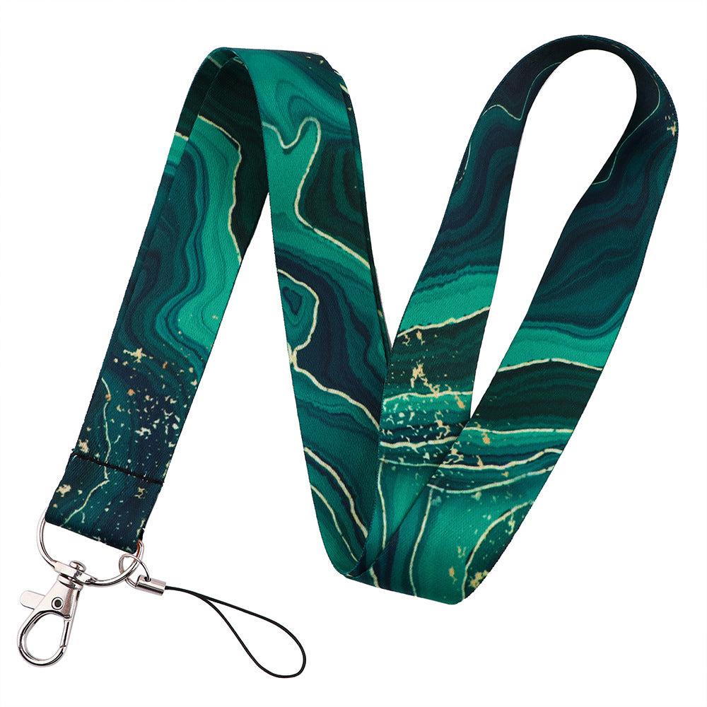 Marble Pattern Phone Lanyard Nylon Key Chain Strap Phone Neck Shoulder Rope for Phone Case ID Badges Card Camera