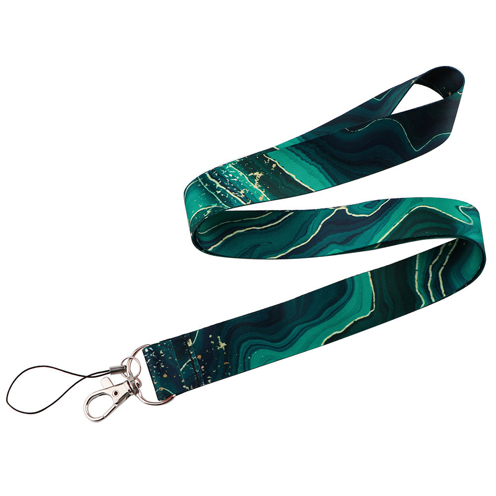 Marble Pattern Phone Lanyard Nylon Key Chain Strap Phone Neck Shoulder Rope for Phone Case ID Badges Card Camera