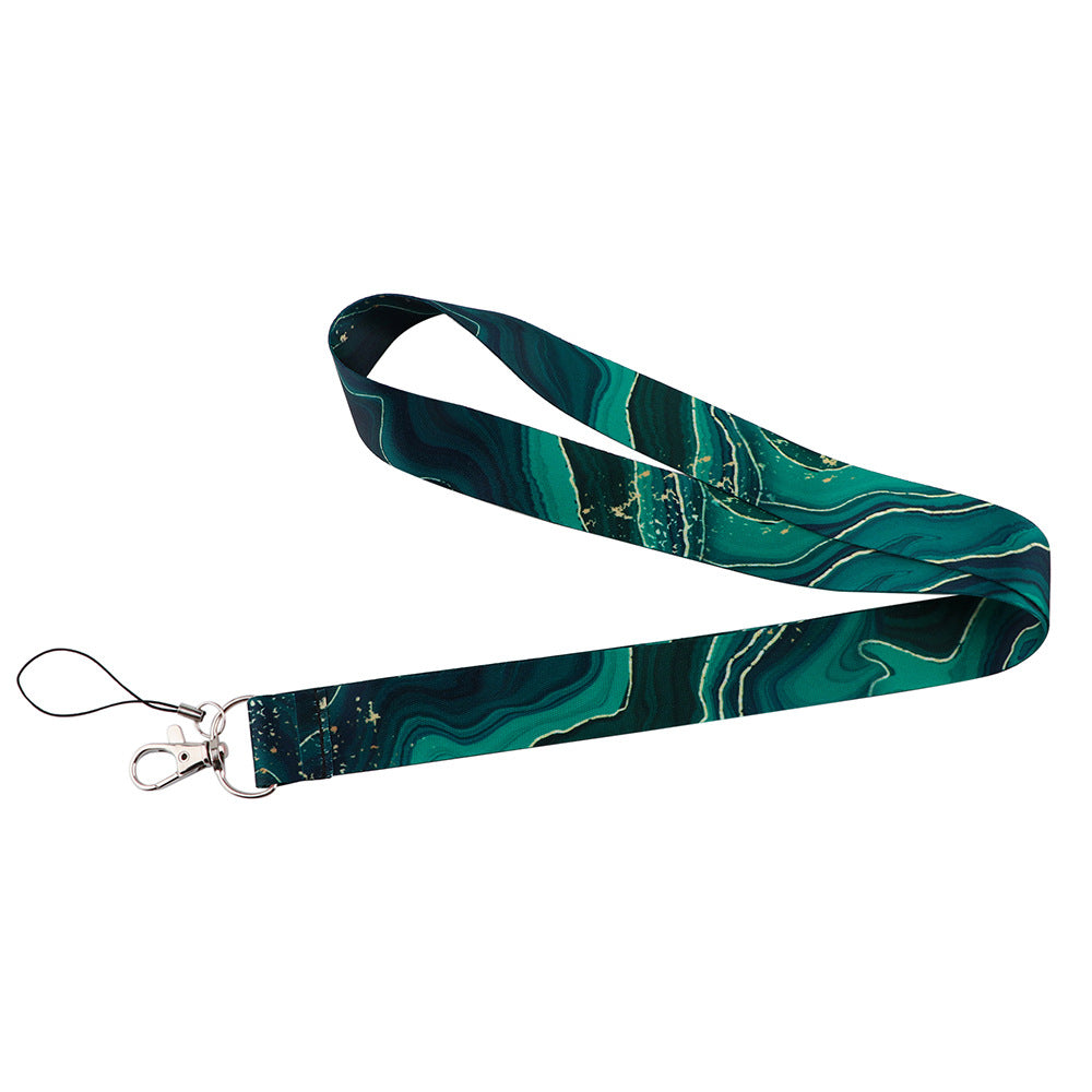 Marble Pattern Phone Lanyard Nylon Key Chain Strap Phone Neck Shoulder Rope for Phone Case ID Badges Card Camera
