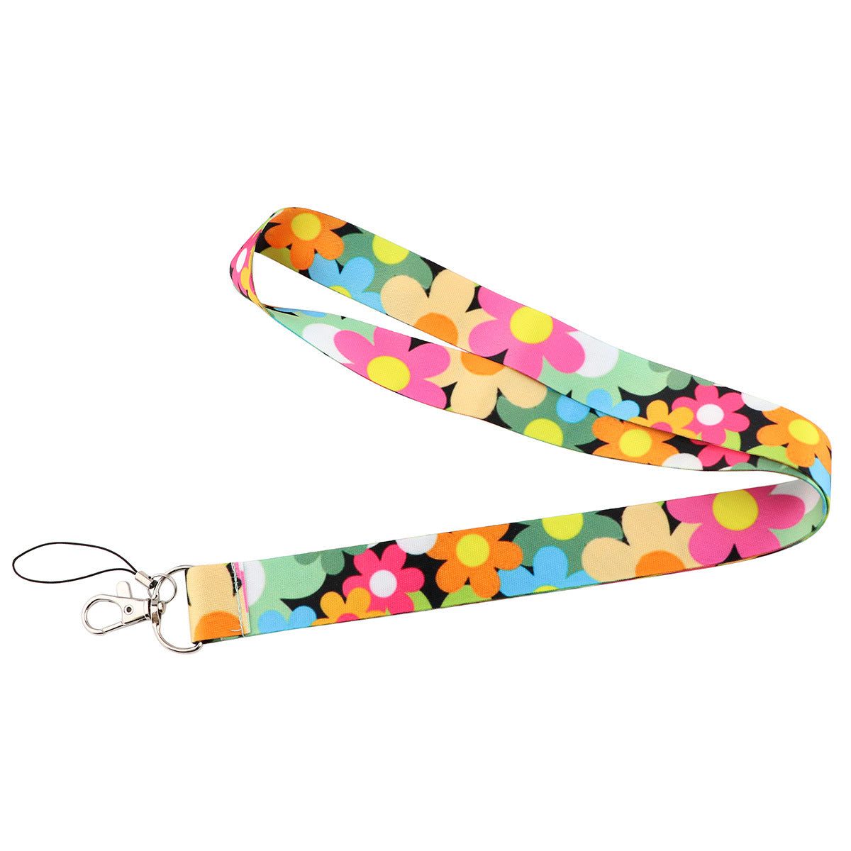 Flower Pattern Mobile Phone Nylon Anti-lost Lanyard Camera Cellphone Name Tag Neck Strap