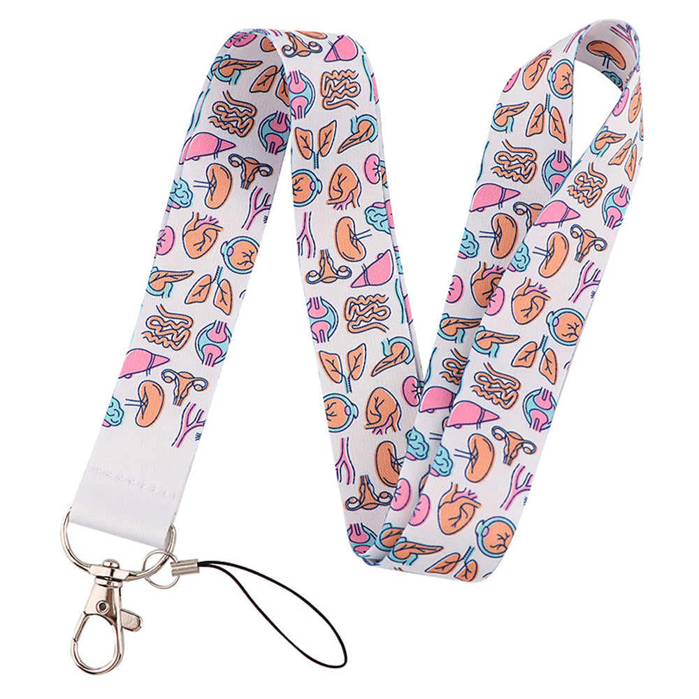 Human Organ Pattern Phone Anti-drop Nylon Lanyard Cellphone Name Tag Badge Neck Strap