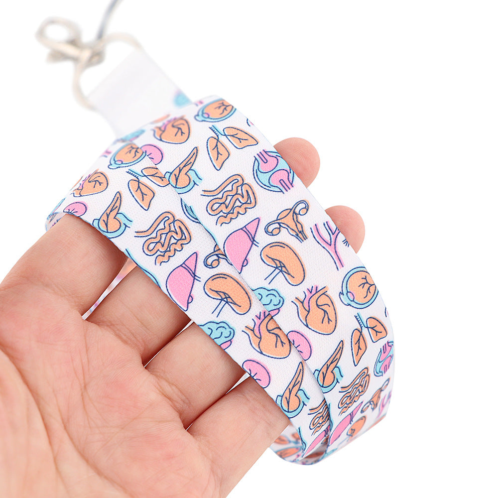 Human Organ Pattern Phone Anti-drop Nylon Lanyard Cellphone Name Tag Badge Neck Strap