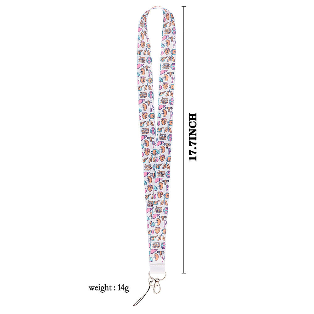 Human Organ Pattern Phone Anti-drop Nylon Lanyard Cellphone Name Tag Badge Neck Strap