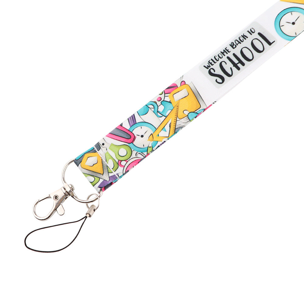 Stationery Pattern Mobile Phone Nylon Lanyard Cellphone Name Tag Badge Anti-lost Neck Strap