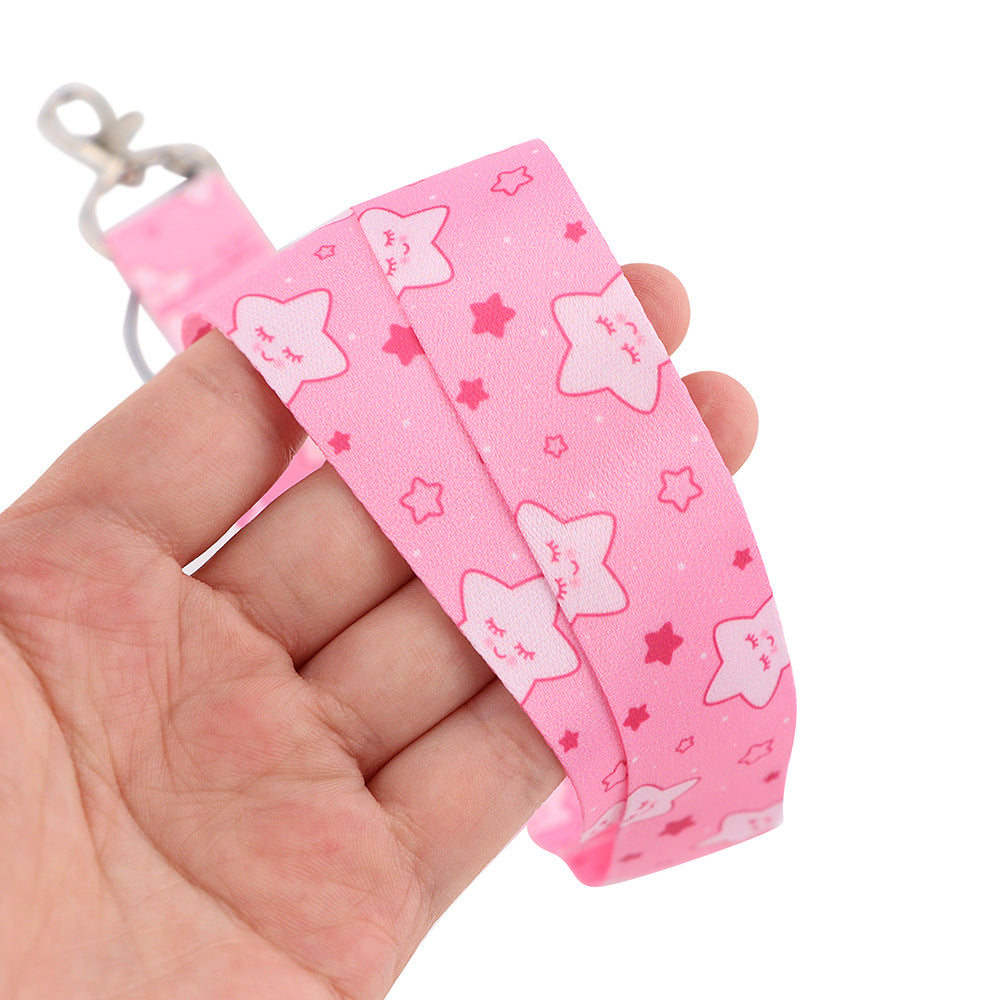 Cute Star Pattern Phone Nylon Lanyard Cellphone Name Tag Badge Anti-lost Rope Neck Strap