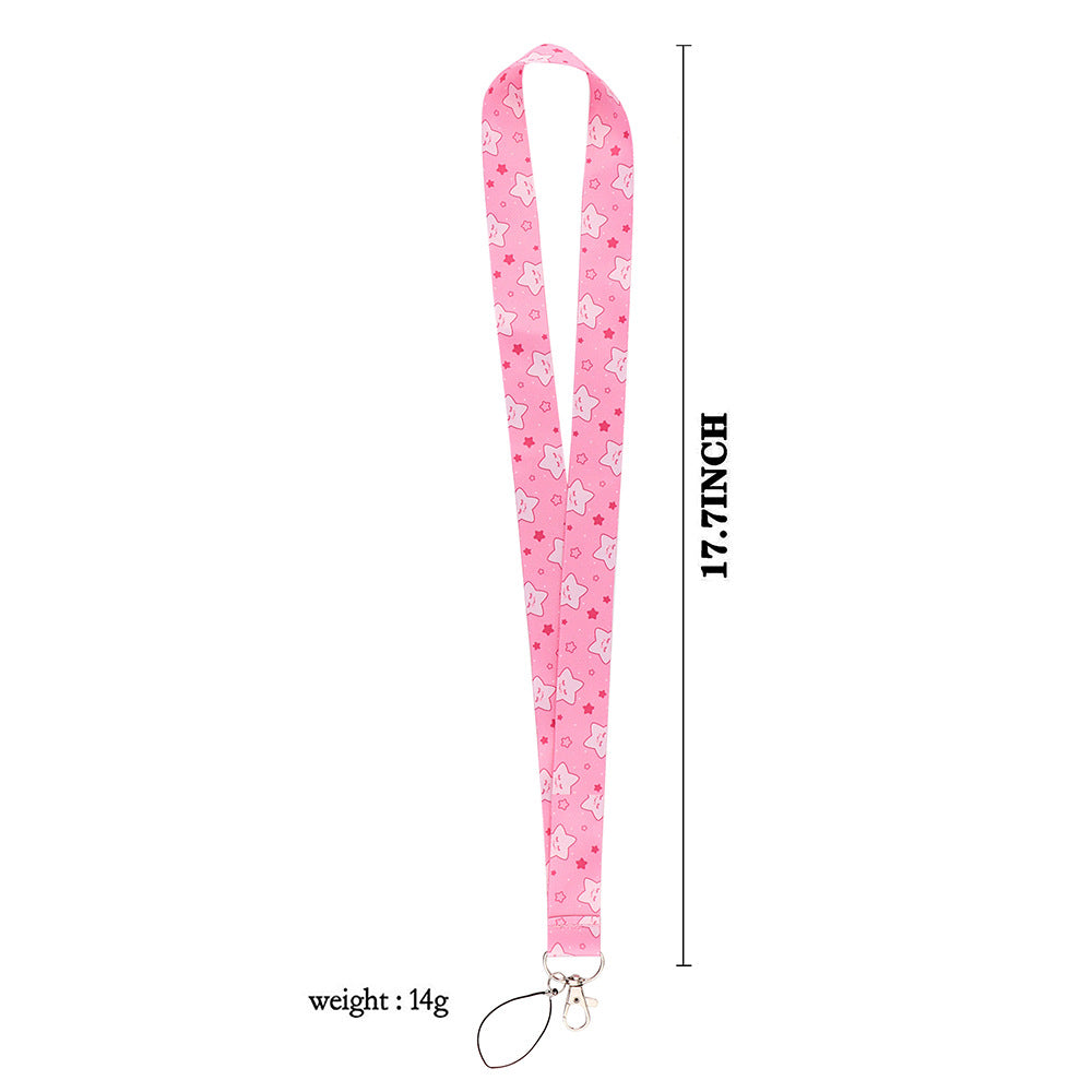 Cute Star Pattern Phone Nylon Lanyard Cellphone Name Tag Badge Anti-lost Rope Neck Strap