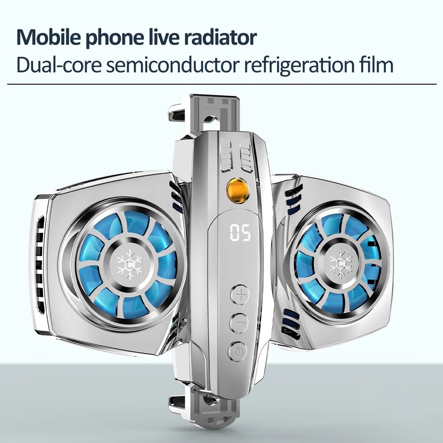 K4 Digital Display Cell Phone Coolers Portable Back Clip Mobile Phone Radiator with RGB Light for Games, Live Streaming